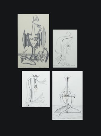 PONTE CORVO (Raffaele Pontecorvo)<BR>Roma 1910 - 1983 Torino<BR>Lotto di quattro litografie<BR>a - "435" 1971<BR>b - "576" 1974<BR>c - "573" 1974<BR>d - "575" 1974