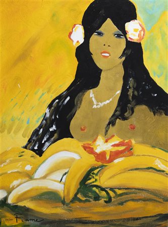 SALVATORE FIUME<BR>Comiso (RG) 1915 - 1997 Milano<BR>"Donna polinesiana con banane"
