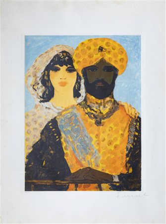 SALVATORE FIUME<BR>Comiso (RG) 1915 - 1997 Milano<BR>"Serata orientale"