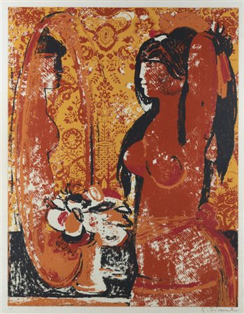 SALVATORE FIUME<BR>Comiso (RG) 1915 - 1997 Milano<BR>"Donna allo specchio" 1970