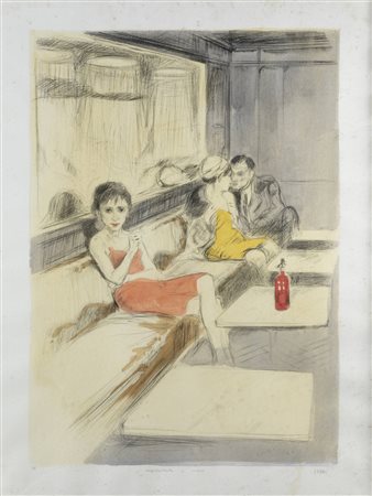 ALBERTO SUGHI<BR>Cesena (FO) 1928 - 2012<BR>"Figure al bar"
