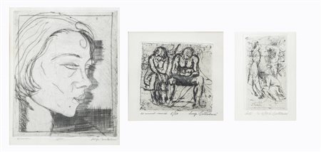 LUIGI BARTOLINI Cupramontana (AN) 1892-1963 Roma Lotto di tre incisioni A - "Sosta" 1922 B - "Gli amanti crucciati" C - "Gemma"
