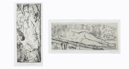 LUIGI BARTOLINI Cupramontana (AN) 1892-1963 Lotto di due incisioni A - "Due figure femminili" B - "Nuda distesa"
