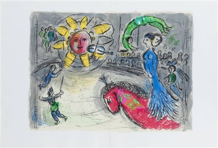 MARC CHAGALL<BR>Vitebsk (Russia) 1887 - 1985 Saint-Paul de Vence (Costa Azzurra)<BR>"Soleil au cheval rouge" 1979