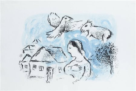 MARC CHAGALL<BR>Vitebsk (Russia) 1887 - 1985 Saint-Paul de Vence (Costa Azzurra)<BR>"Le village" 1977