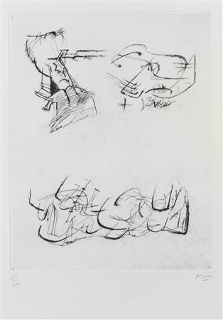 HENRY MOORE<BR>Castleford (Gran Bretagna) 1898 - 1986 Perry Green  (Gran Bretagna)<BR>"Three motives" 1970