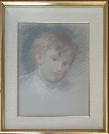 Sidoli Pacifico (Rossoreggio 1868-1963) (Attr.) Ritratto di bambino pastelli...