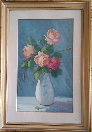 Giacobbi Ernesto (Mortizza 1891-1964) Vaso di fiori olio su tavola cm.52x32...
