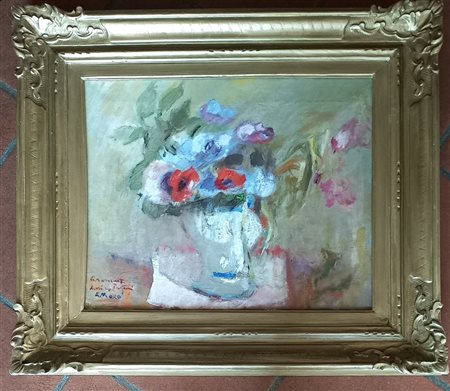 Moro Gino (Milano 1901-1977) Vaso di fiori olio su tela cm.40x50 firma e...