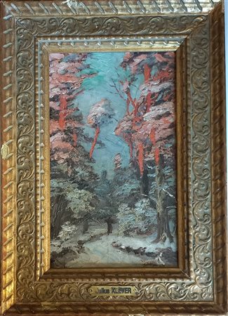 Klever Julius (Tartu, Estonia 1850-1924) Paesaggio olio su carta applicata su...