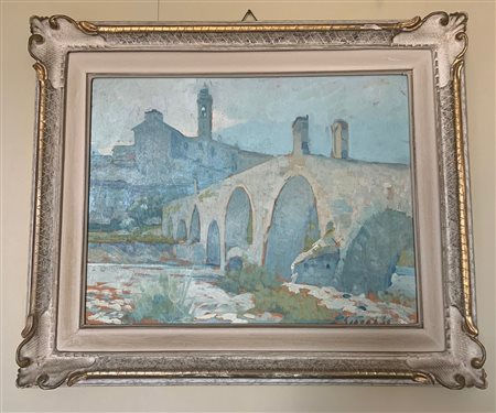 Giacobbi Ernesto (Mortizza 1891-1964) Ponte Gobbo a Bobbio olio su tavola...
