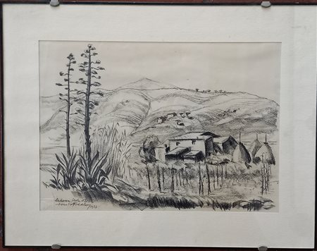 Fiedler Toni (Anton) (1825-1855) Veduta dell'isola d'Elba 1937 matita su...