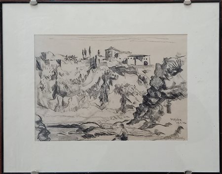 Fiedler Toni (Anton) (1825-1855) Paesaggio 1937 matita su carta cm.21x30...