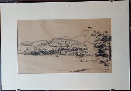 Fiedler Toni (Anton) (1825-1855) Veduta dell'Isola d'Elba 1937 matita su...