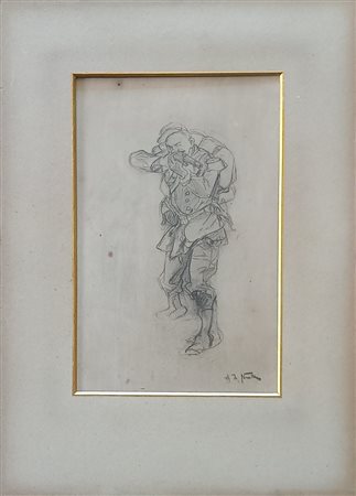 De Neuville Alphonse (Saint-Omer 1835-1885) Soldato matita su carta...