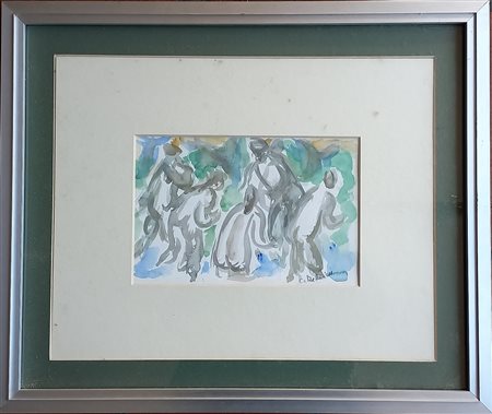 De Amicis Cristoforo (Alessandria 1902-1987) Bagnanti acquerello su carta...