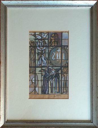 De Amicis Cristoforo (Alessandria 1902-1987) Studio per vetrata tecnica mista...