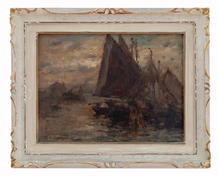 Vittore A. Cargnel Venezia 1872 - Milano 1931 Barche di pescatori nella Laguna di Venezia 