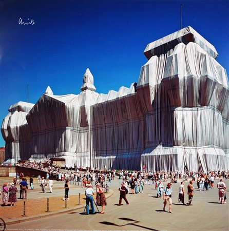 Christo & Jeanne Claude WRAPPED RECHSTAG stampa tipografica, cm 69,5x70 firma...