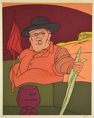 Valerio Adami (1935) WALT WHITMAN litografia, cm 86x69; es. 79/100 firma e...