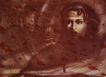 Omar Galliani (1953) SENZA TITOLO litografia, cm 56x76; es. 88/99 firma e...