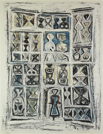 Massimo Campigli (1895 - 1971) LA CATTEDRALE, 1959 litografia, cm 74x56; es....