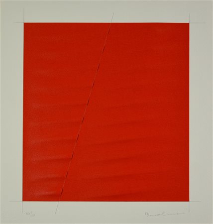 Agostino Bonalumi (1935 - 2013) ROSSO calcografia su carta, cm 38,5x35,5; es....