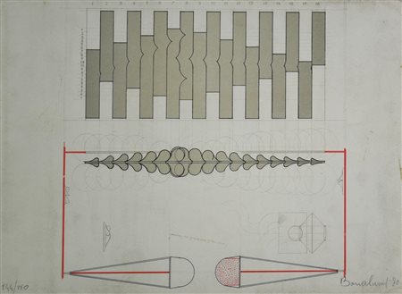 Agostino Bonalumi (1935 - 2013) SENZA TITOLO, 1970 litografia, cm 31x42; es....