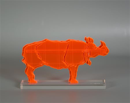 Gino Marotta (1935 - 2012) RINOCERONTE, 2010 multiplo in metacrilato, cm...