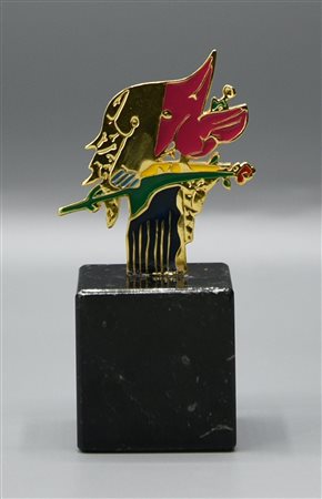 Gianni Dova (1925 - 1991) UCCELLO SUL RAMO, 1985 scultura in argento...