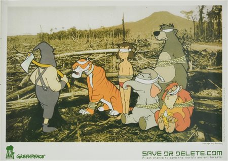 Banksy (1974) SAVE OR DELETE CAMPAIGN - GREENPEACE, 2002 litografia offset a...