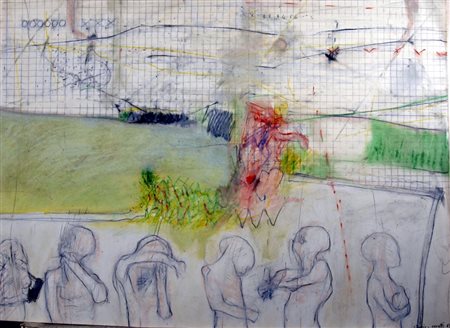 CERETTI MINO (Milano 1930) "Senza titolo" 1963 Tecnica mista su carta cm. H:...