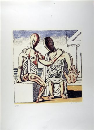 DE CHIRICO GIORGIO (Volos 1888 - Roma 1978) "Colloquio segreto" 1969...