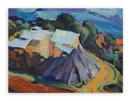 MARIO FRATELVENZO (1900-1989) - Luci azzurre sulle tettoie, 1970