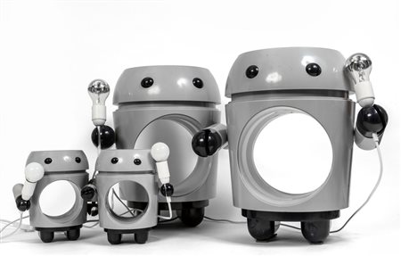 DUE COMODINI E DUE LAMPADE DA TAVOLO, anni '80. 