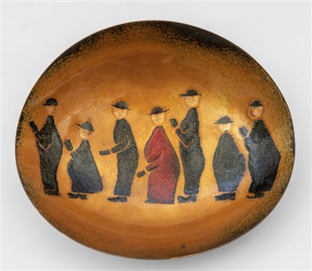 UNA COPPA DI RAME SMALTATO, anni '60. <br>Cm 7,5 