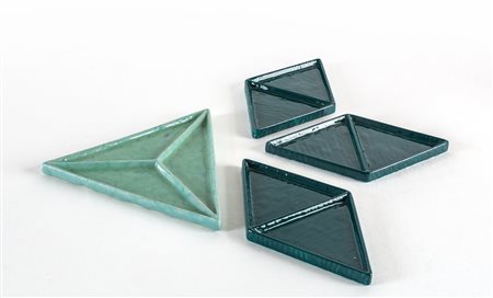 CERAMICHE LENCI, anni '60. <br>Quattro piattini 