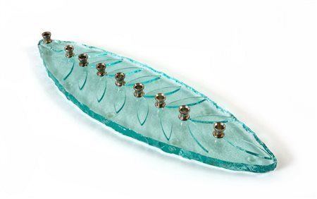  UN CANDELIERE, anni '70<br>Cristallo, ottone 