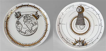 PIERO FORNASETTI, anni '70. <br>Due piatti, 
