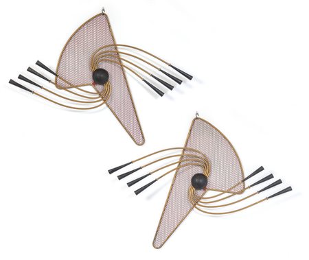 DUE LAMPADE DA PARETE, anni '50<br>Acciaio 