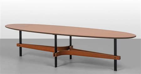 UN TAVOLINO, anni '60. <br>Acciaio verniciato, 