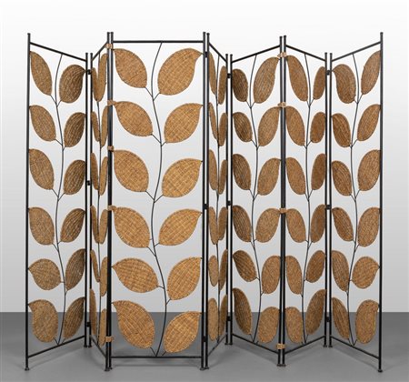 UN PARAVENTO, anni '70. <br>Acciaio verniciato, 