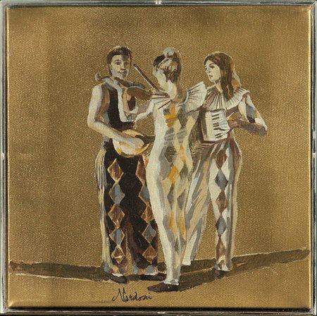 Sergio Nardoni (1947) Studio preparativo per arlecchini Olio su tela cm 23x23...