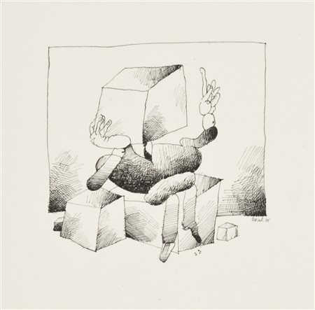 Tullio Pericoli (1936) Senza titolo, 1975 China su cartoncino cm. 35x50,...