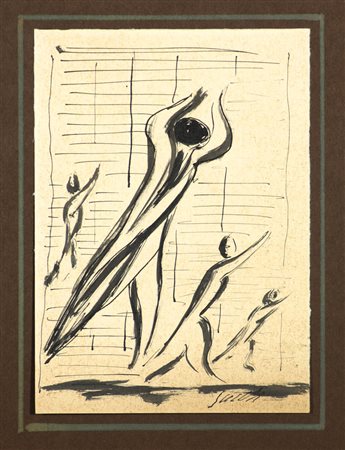 Virgilio Guidi (1891-1984) La prigioniera, 1952/1953 Inchiostro su cartoncino...