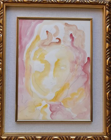 Virgilio Guidi (1891-1984) Testa, 1970 Acquarello su carta cm 50x35 Firma in...