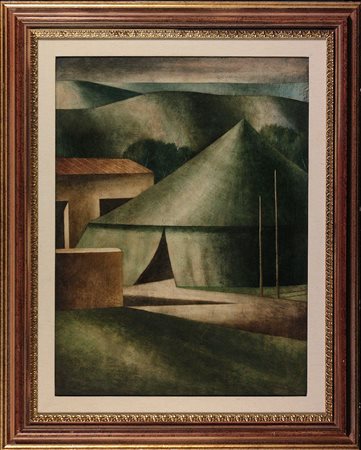 Marcello Scuffi (1948) Il circo in fondo al paese Olio su tela cm 80x60 Firma...