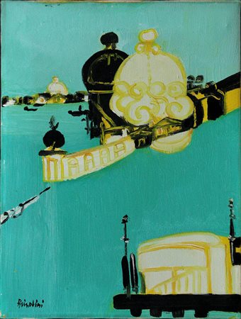 Remo Brindisi (1918-1996) Venezia, 1970 Olio su tela cm 40x30 Firma in basso...