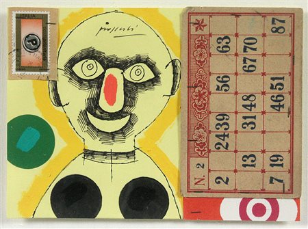 Concetto Pozzati (1935-2017) Ristoria priotitaria Tecnica mista collage su...