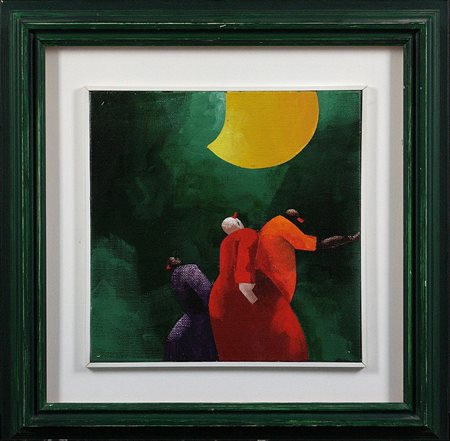 Emilio Tadini (1927-2002) Fiaba Olio su tela cm 30x30 Firma sul retro...